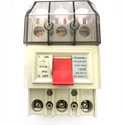 Crabtree Polestar 125/22B AC22A 125A 125 Amp 3 Pole Phase Isolator Main Switch Disconnector